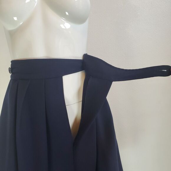 Vintage 60s/70s Bobbie Brooks Navy Pleated Wrap Skirt - Picture 6 of 14
